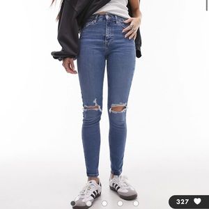 TOPSHOP Jamie High Rise LIGHT blue skinny jeans with rips